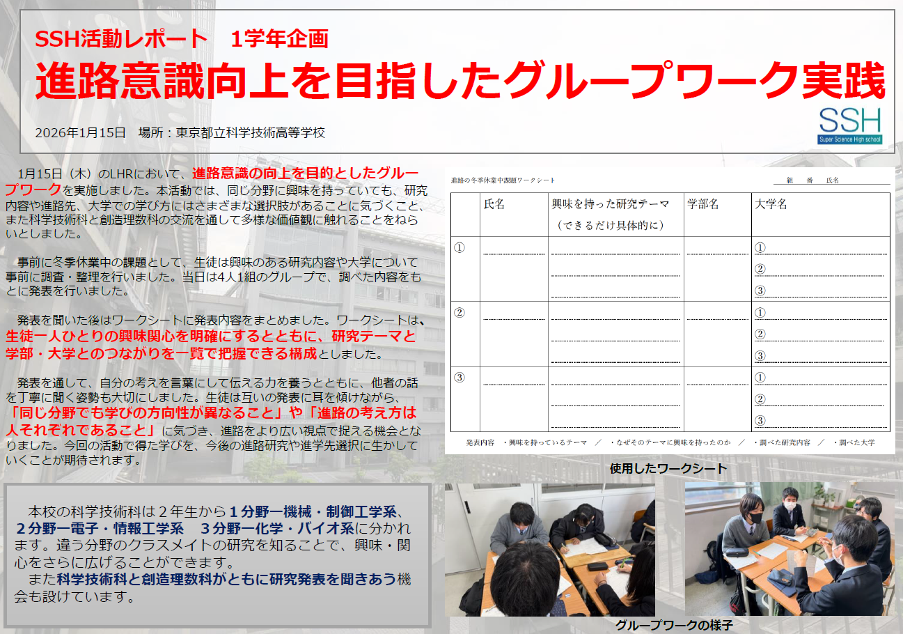 1学年企画 進路 HP用